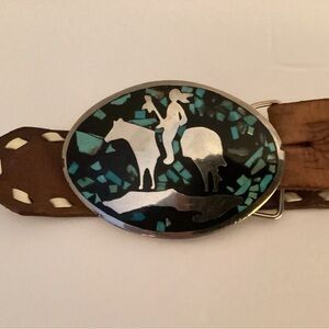 Native American on Horse buckle with belt